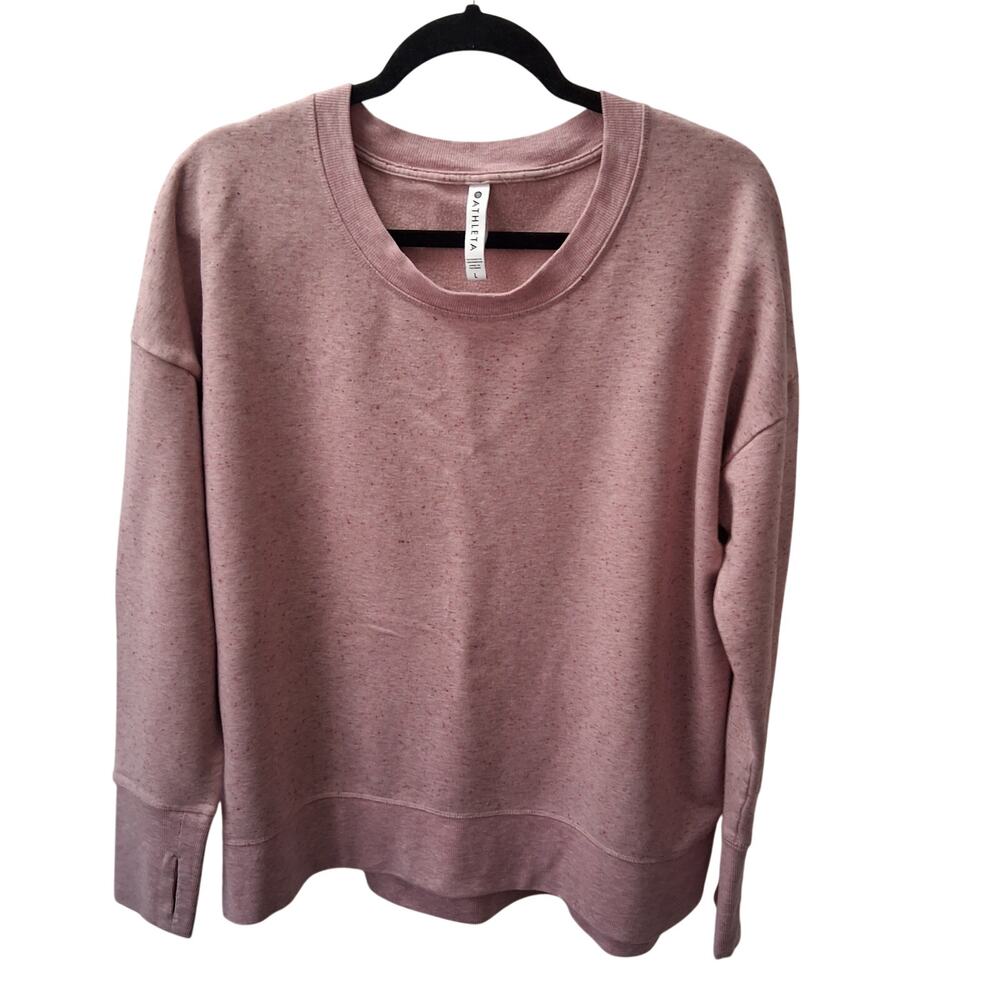 Athleta Coaster Lux Women Lavender Long Sleeve Crew Neck Sweatshirt Thumbhole-L